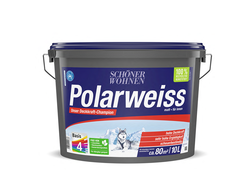 Farbeimer SCHÖNER WOHNEN Polarweiss, blaues Ettiket, 10 Liter, Basis 4